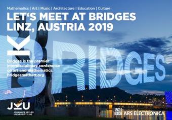 Flyer del evento de matemática y arte Bridges 2019