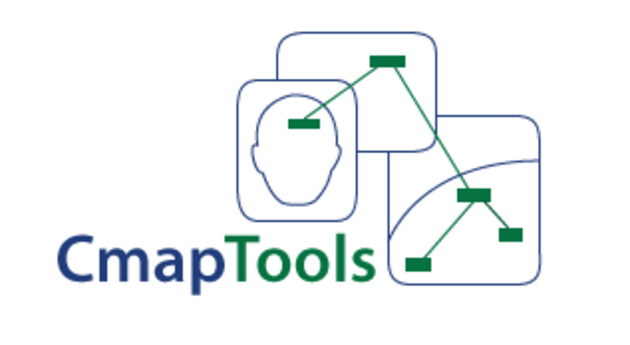logo de programa cmap tools. se forma un mapa mental entre tres recuadros que están conectados por líneas, uno de ellos tiene la silueta de una cabeza humana.
