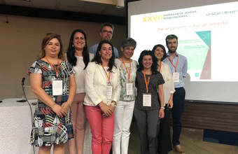 de izq a derecha Monica Gavilán, Universidad Nacional de Asunción, Verónica Baroni, Universidad Nacional de Córdoba; Gabriela Cristiano, Universidad Nacional del Sur; atrás Marciel Stadnik, de la Universidad Federal de Santa Catarina; delante Susana Zorrilla, coordinadora del Comité, de la Universidad Nacional del Litoral; Rosana Rotondo, Universidad Nacional de Rosario;  Adriana Scilingo UNLP y Agustín Sola de la Universidad Nacional del Noroeste de Buenos Aires.