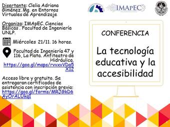 Flyer de difusión de la Conferencia “La tecnología educativa y la accesibilidad”
