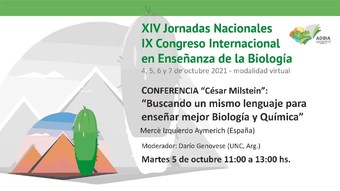 Portada de la conferencia "Buscando un mismo lenguaje para enseñar mejor Biología y Química"