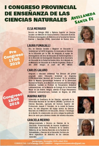 Flyer de difusión del I Congreso Provincial de Enseñanza de las Ciencias Naturales de Santa Fe. Flyer de difusión del I Congreso Provincial de Enseñanza de las Ciencias Naturales de Santa Fe.