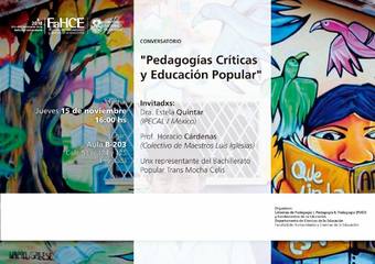 Flyer de difusión del Conversatorio “Pedagogías críticas y educación popular” 
