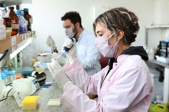 Daniela Hozbor en el laboratorio