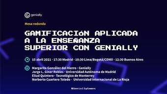 flyer de difusión de la mesa redonda sobre gamificación con Genially en enseñanza superior