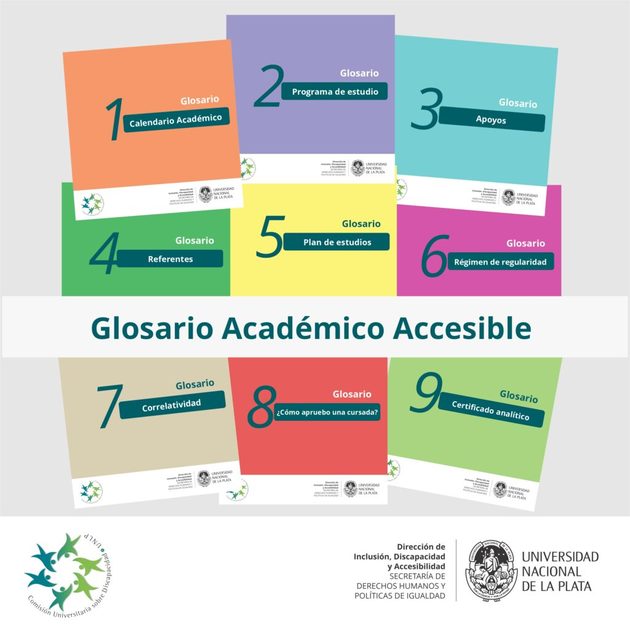 Flyer de difusión del glosario academico accesible de la UNLP