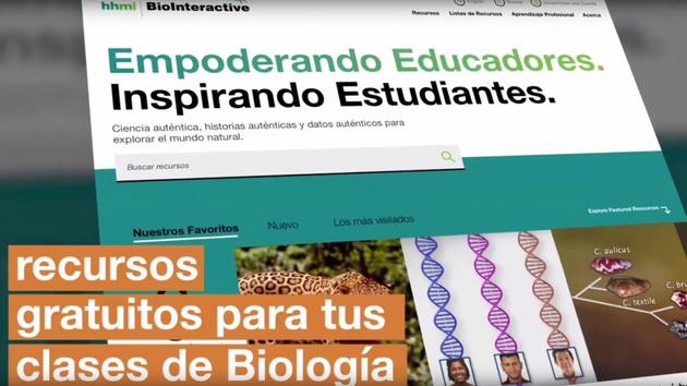 flyer de sitio web HHMI biointeractive. recursos gratuitos para clases de biología.