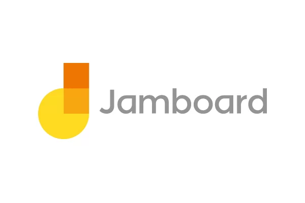 logo del programa jamboard. Se forma una letra "J" entre un círculo amarillo y un rectángulo naranja.