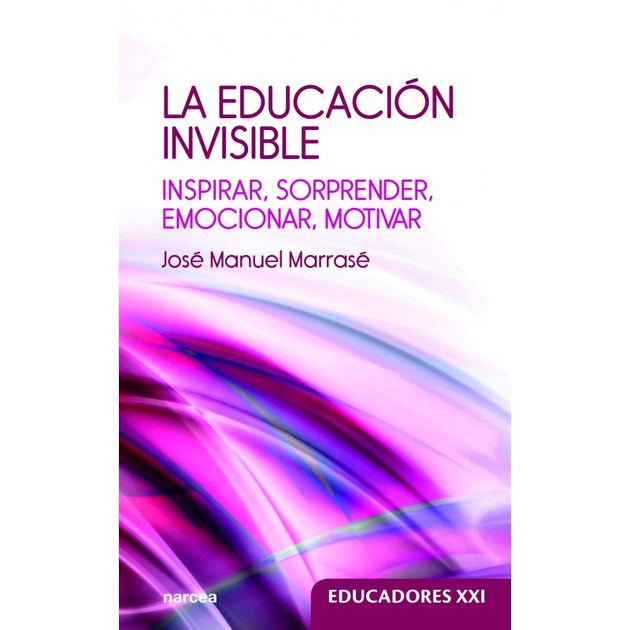 tapa del libro La Educación invisible. Fondo con dibujo de cintas violetas y rosadas traslúcidas