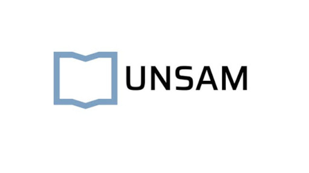 logo de la universidad de san martín. contorno de un libro abierto.