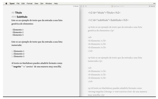 captura de pantalla del programa markdown donde se muestra cómo se puede editar texto HTML de forma sencilla