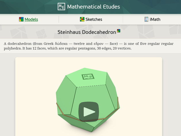 Captura de pantalla del sitio Mathematical Etudes