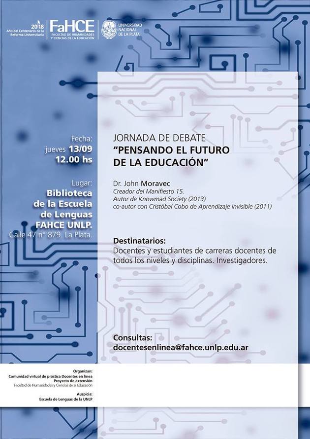 Póster difusión de la jornada de debate sobre educación con el doctor Moravec