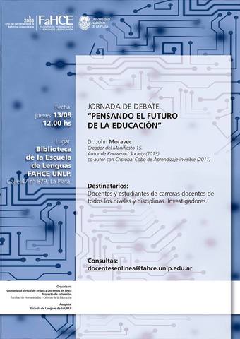 Póster difusión de la jornada de debate sobre educación con el doctor Moravec