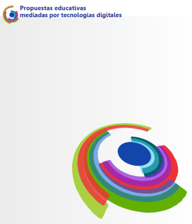 portada del libro propuestas educativas mediadas por tecnologías digitales. fondo blanco y logo abstracto de círculos concéntricos de colores.