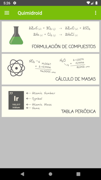 Captura de pantalla de app movil "quimidroid"