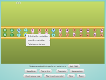 Captura de pantalla de simulador de mutaciones "mutation"