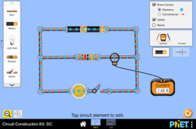 captura de pantalla del simulador online PHET sobre fenómenos de ciencias naturales y exactas.