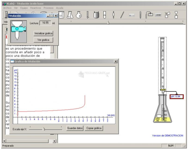 captura de pantalla de programa vlabq, simulador de química